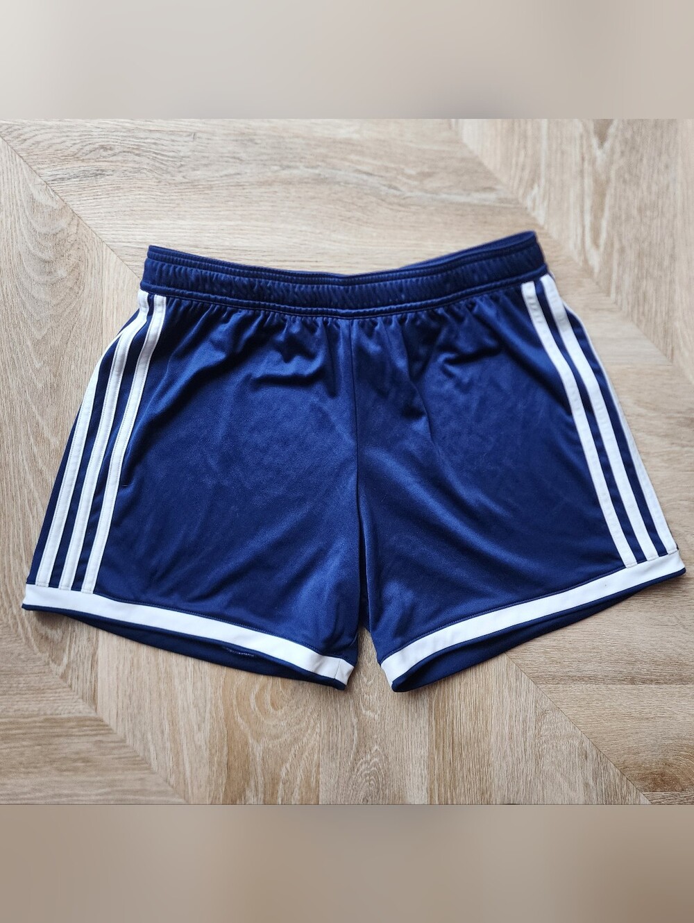 Adidas Running Shorts Navy Blue White 3-Stripes Athletic - Medium